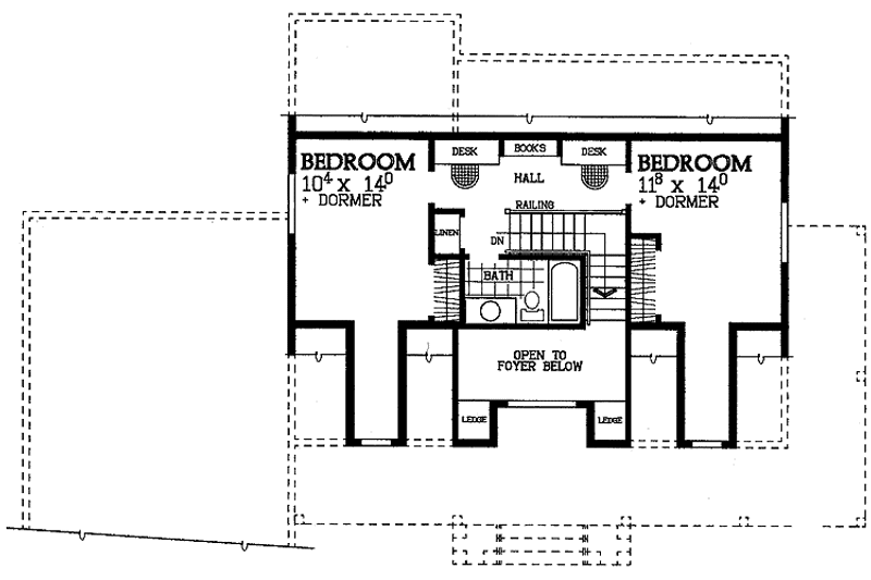 House Blueprint - Floor Plan - Upper Floor for Traditional House Plan #72-945 - 3 bed, 2.5 bath