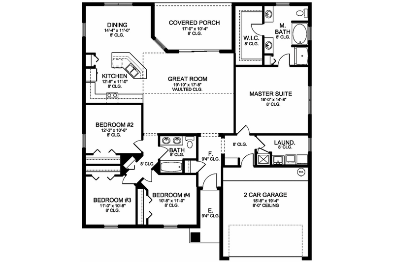 Home Plan - Floor Plan - Main Floor for Traditional House Plan #1058-120 - 4 bed, 2 bath