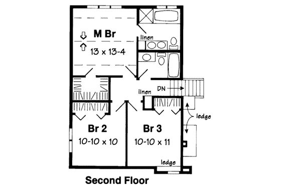 Floor Plan - Upper Floor for Traditional House Plan #312-385 - 4 bed, 3 bath