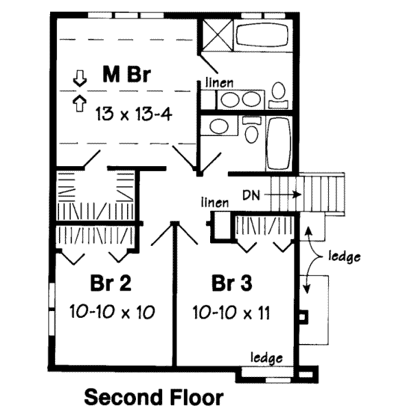 Traditional Floor Plan - Upper Floor Plan #312-385