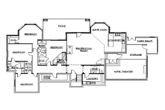 Floor Plan - Lower Floor for European House Plan #5-319 - 6 bed, 5 bath