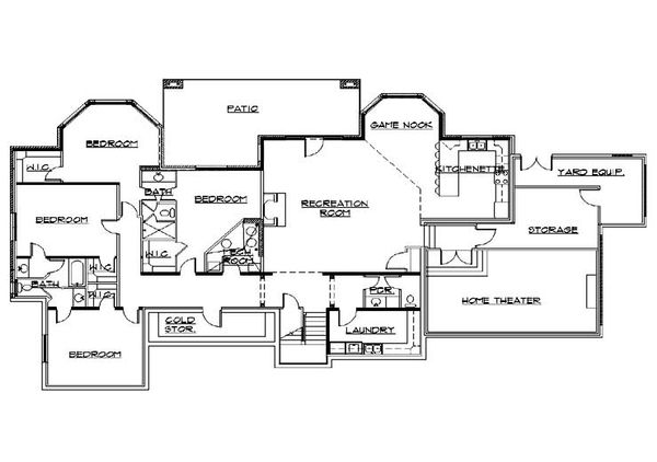Dream House Plan - European Floor Plan - Lower Floor Plan #5-319