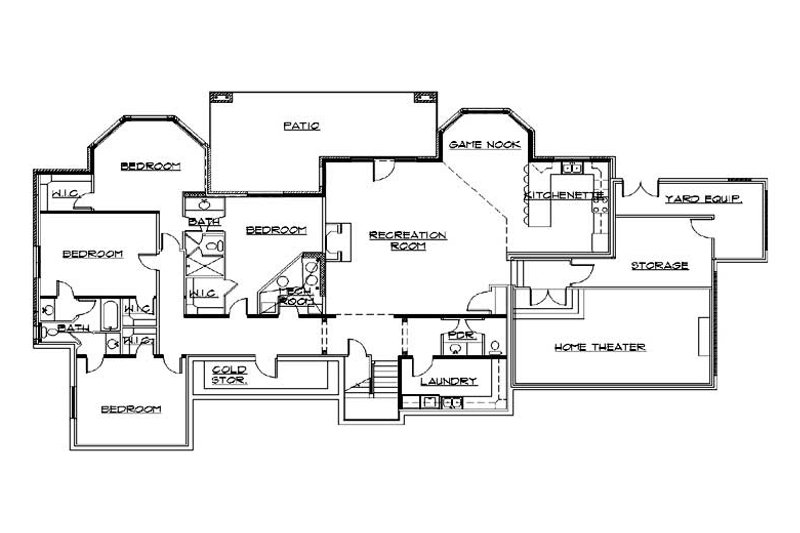 Dream House Plan - Floor Plan - Lower Floor for European House Plan #5-319 - 6 bed, 5 bath