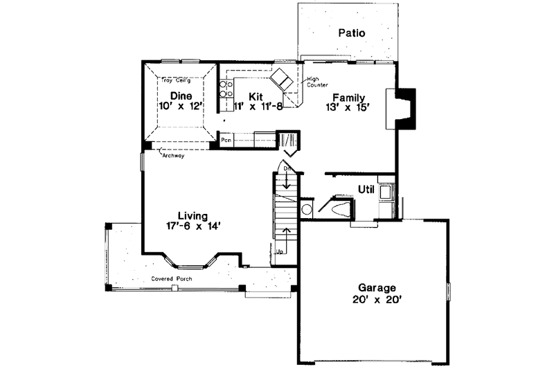 Home Plan - Floor Plan - Main Floor for Country House Plan #300-112 - 3 bed, 2.5 bath
