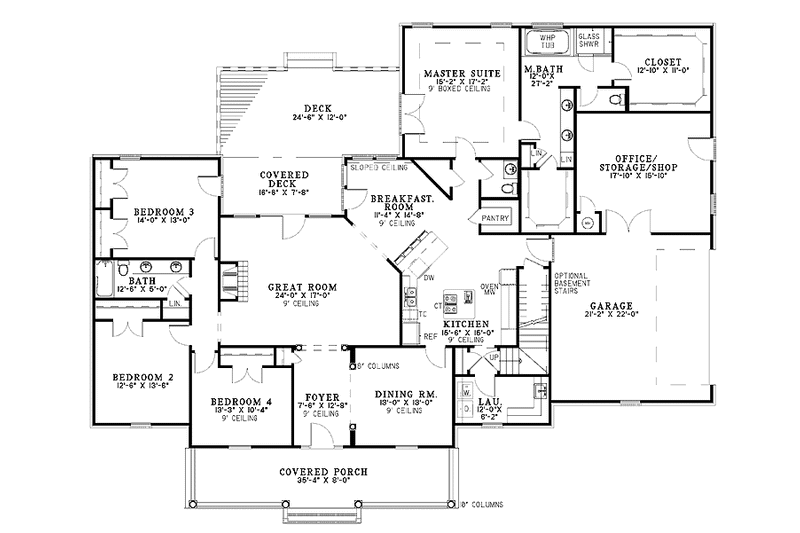 Home Plan - Floor Plan - Main Floor for Country House Plan #17-2749 - 4 bed, 2.5 bath