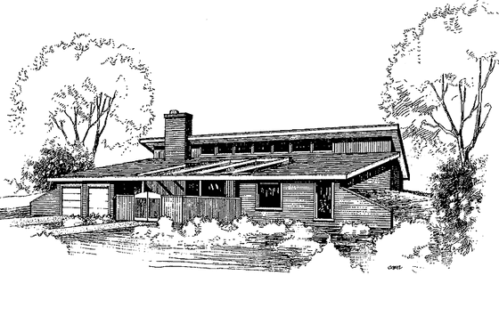 Exterior - Front Elevation 3 for Contemporary House Plan #60-963 - 3 bed, 2.5 bath