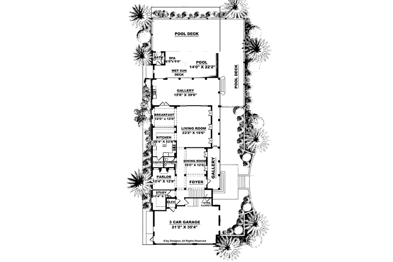 Home Plan - Floor Plan - Main Floor for Southern House Plan #1017-60 - 4 bed, 4 bath