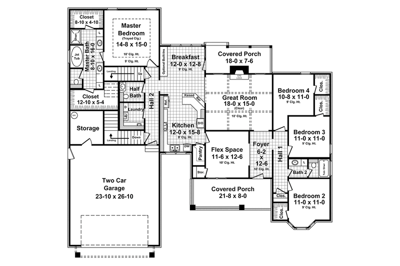 Architectural House Design - Floor Plan - Main Floor for European House Plan #21-439 - 4 bed, 2.5 bath