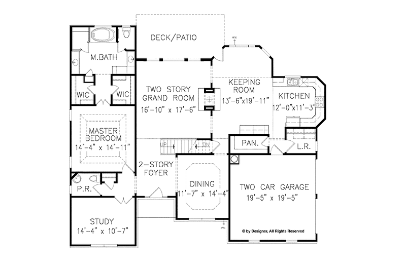House Blueprint - Floor Plan - Main Floor for Traditional House Plan #54-355 - 3 bed, 2.5 bath
