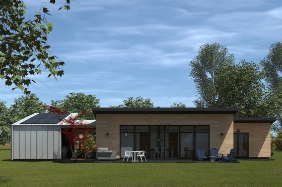 Exterior - Rear Elevation for Modern House Plan #933-15 - 2 bed, 2 bath