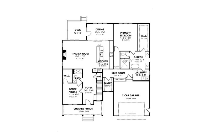 Dream House Plan - Floor Plan - Main Floor for Farmhouse House Plan #1080-29 - 4 bed, 3 bath