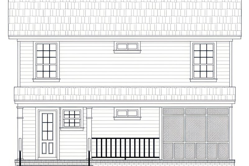 House Blueprint - Exterior - Rear Elevation for Cottage House Plan #21-647 - 3 bed, 2 bath