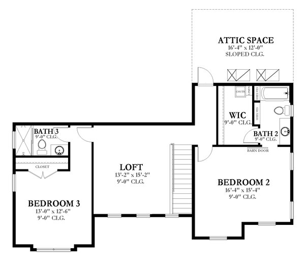 House Blueprint - Traditional Floor Plan - Upper Floor Plan #1058-218
