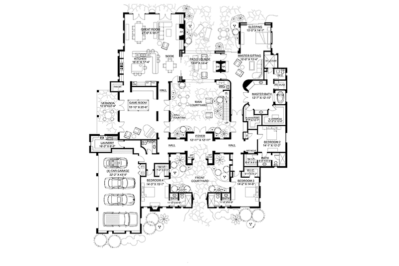 Dream House Plan - Floor Plan - Main Floor for Mediterranean House Plan #944-1 - 4 bed, 4.5 bath