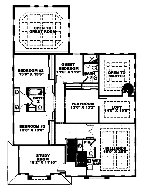 House Design - Mediterranean Floor Plan - Upper Floor Plan #1017-37