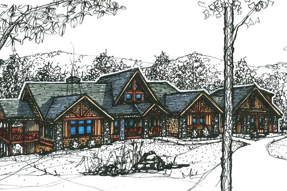 Exterior - Front Elevation 3 for Craftsman House Plan #921-10 - 4 bed, 4.5 bath