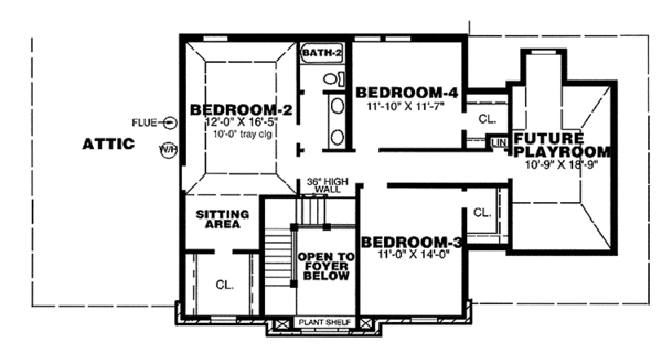 Architectural House Design - Colonial Floor Plan - Upper Floor Plan #34-258