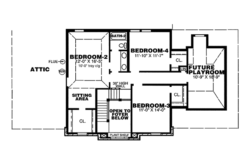 Home Plan - Floor Plan - Upper Floor for Colonial House Plan #34-258 - 4 bed, 2.5 bath
