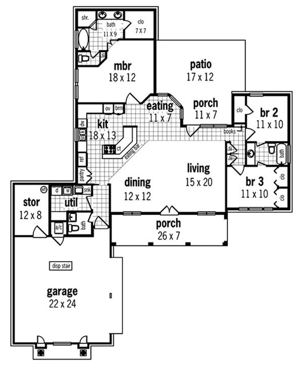 House Design - Country Floor Plan - Main Floor Plan #45-513