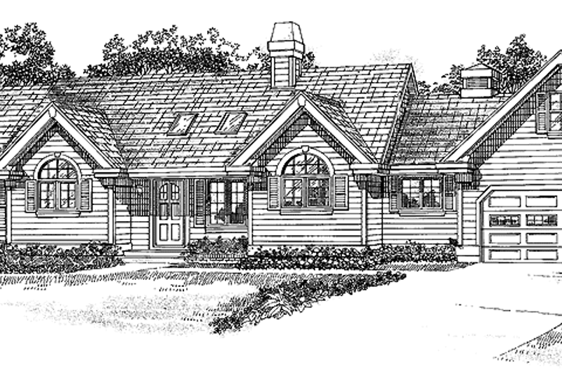 House Blueprint - Ranch Exterior - Front Elevation Plan #47-888