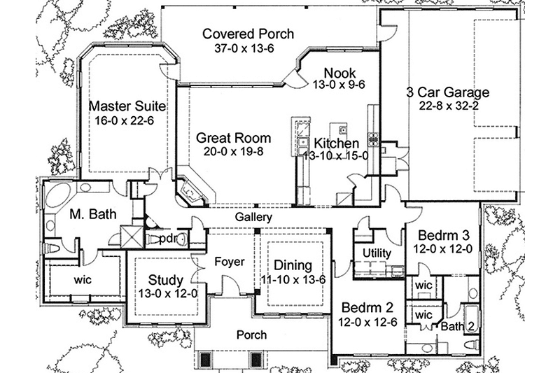Dream House Plan - Floor Plan - Main Floor for Craftsman House Plan #120-203 - 3 bed, 2.5 bath