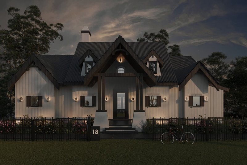 House Blueprint - Exterior - Front Elevation 3 for Ranch House Plan #54-460 - 3 bed, 2.5 bath
