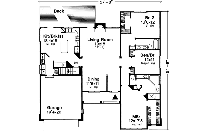 Home Plan - Floor Plan - Main Floor for Country House Plan #320-596 - 3 bed, 2 bath