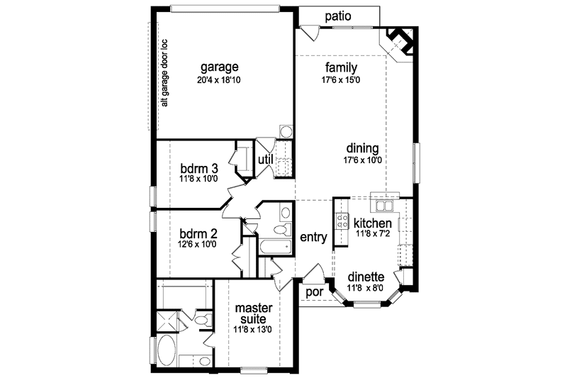 Home Plan - Floor Plan - Main Floor for Traditional House Plan #84-676 - 3 bed, 2 bath