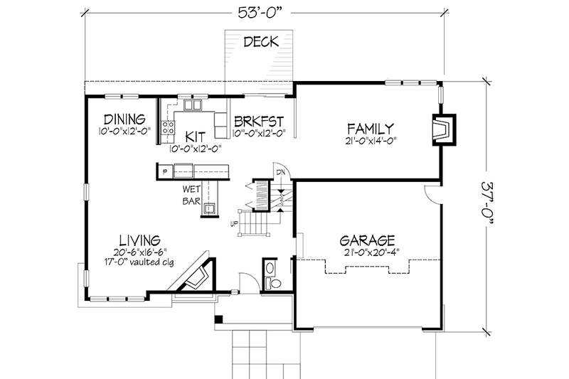 Home Plan - Floor Plan - Main Floor for Prairie House Plan #320-1102 - 3 bed, 2.5 bath