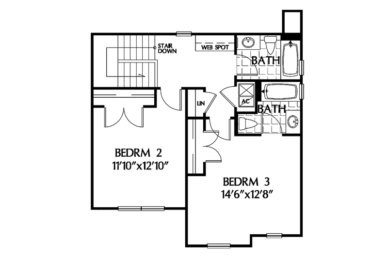 Architectural House Design - Floor Plan - Upper Floor for Mediterranean House Plan #999-178 - 3 bed, 3.5 bath