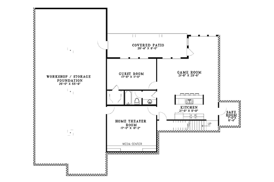 Floor Plan - Lower Floor for Contemporary House Plan #17-2763 - 4 bed, 3.5 bath