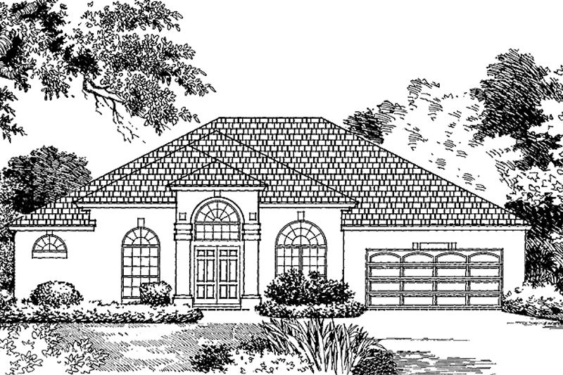 Dream House Plan - Exterior - Front Elevation 3 for Mediterranean House Plan #1015-16 - 5 bed, 3 bath