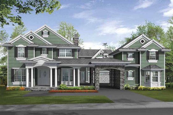 Exterior - Front Elevation 3 for Traditional House Plan #132-504 - 4 bed, 2.5 bath