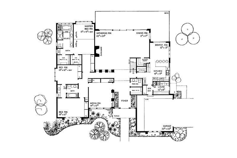 Home Plan - Floor Plan - Main Floor for Contemporary House Plan #72-869 - 4 bed, 3.5 bath