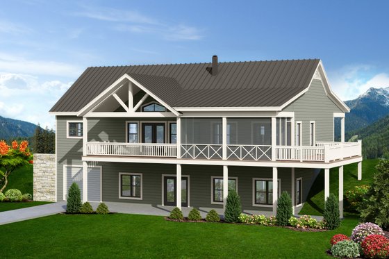 Exterior - Rear Elevation for Country House Plan #932-576 - 2 bed, 2 bath