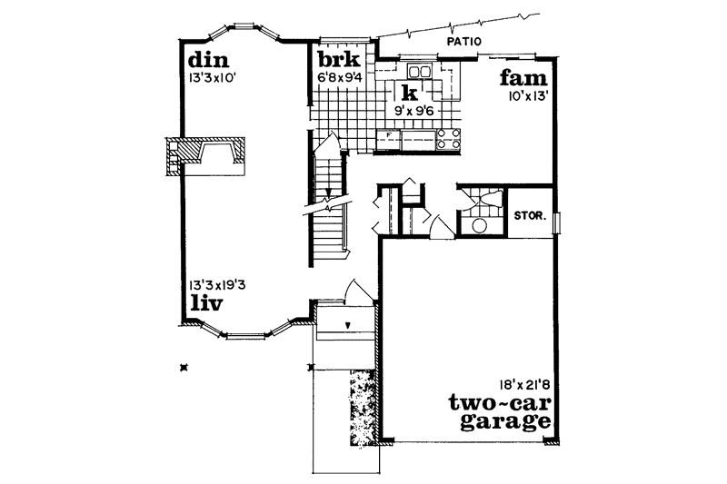 Home Plan - Floor Plan - Main Floor for Country House Plan #47-670 - 4 bed, 2.5 bath