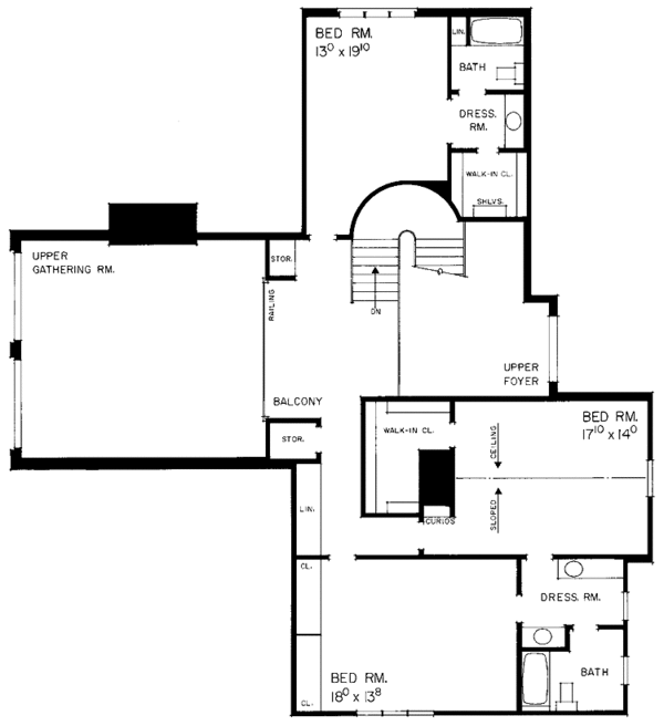 House Plan Design - Colonial Floor Plan - Upper Floor Plan #72-873