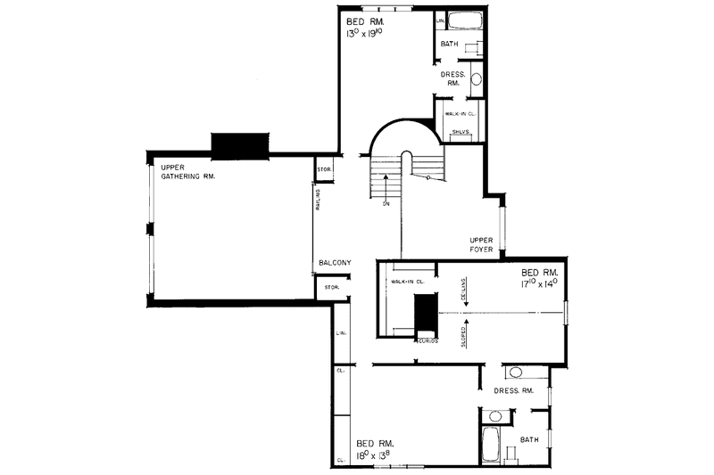 Architectural House Design - Floor Plan - Upper Floor for Colonial House Plan #72-873 - 4 bed, 3 bath