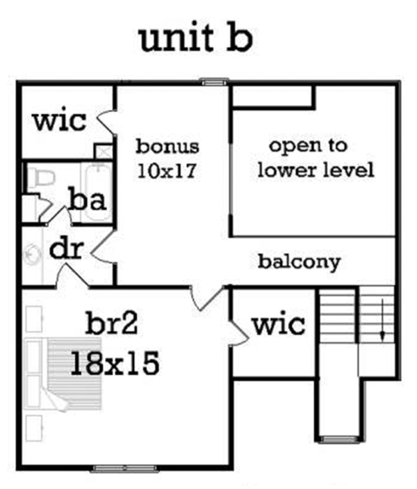 House Blueprint - Traditional Floor Plan - Upper Floor Plan #45-452