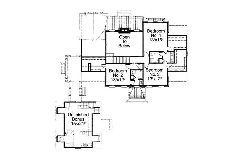 Home Plan - Floor Plan - Upper Floor for Classical House Plan #429-209 - 4 bed, 3.5 bath