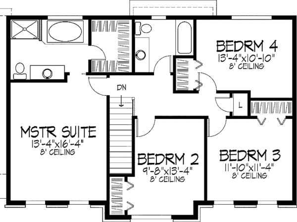 House Plan Design - Colonial Floor Plan - Upper Floor Plan #51-734
