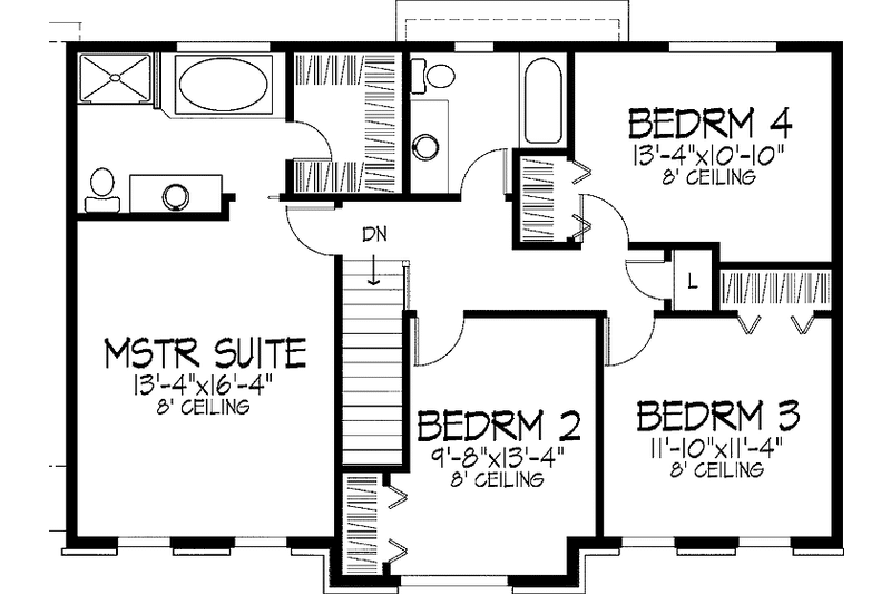 Dream House Plan - Floor Plan - Upper Floor for Colonial House Plan #51-734 - 4 bed, 2.5 bath