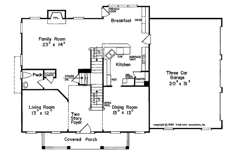 Architectural House Design - Floor Plan - Main Floor for Classical House Plan #927-73 - 4 bed, 3.5 bath