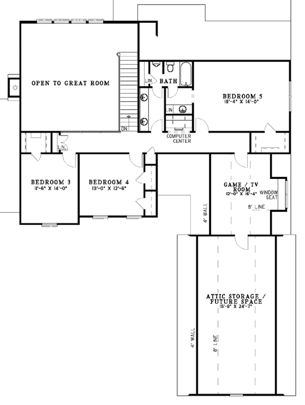 House Design - Colonial Floor Plan - Upper Floor Plan #17-3065