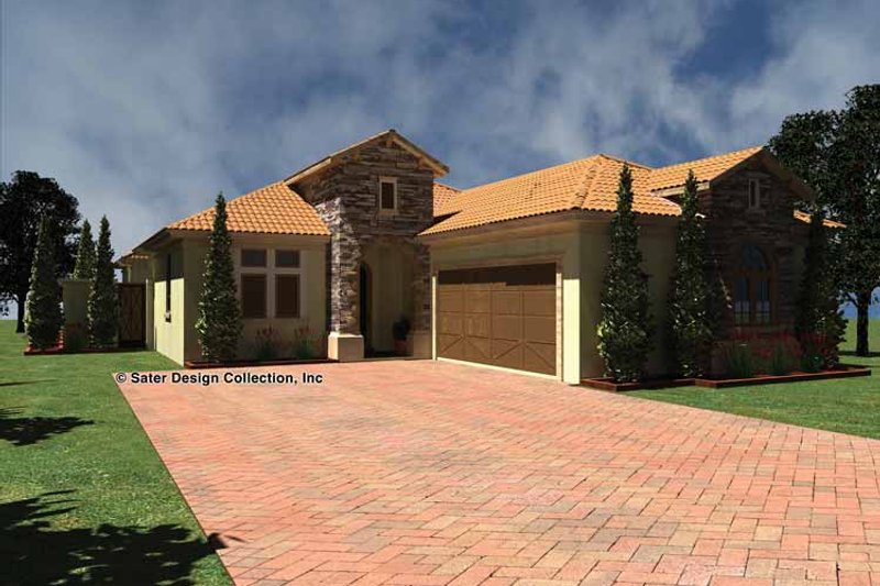 Dream House Plan - Exterior - Front Elevation 3 for Mediterranean House Plan #930-433 - 2 bed, 3 bath