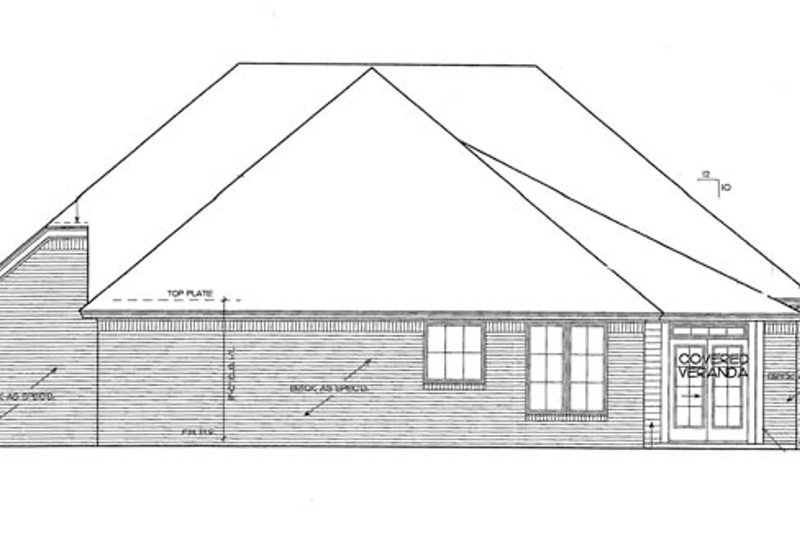 Architectural House Design - Exterior - Rear Elevation for European House Plan #310-1261 - 3 bed, 2 bath