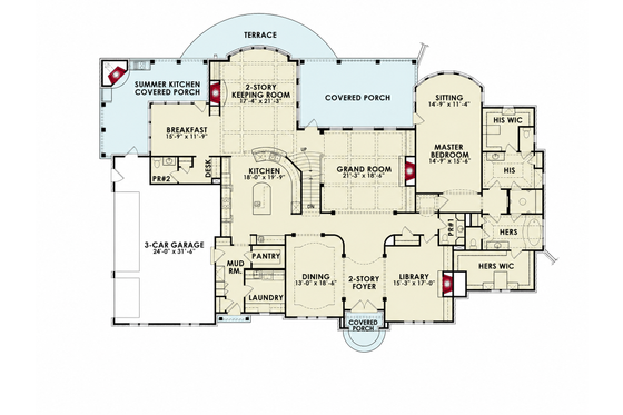 Floor Plan - Main Floor for European House Plan #54-696 - 5 bed, 5 bath