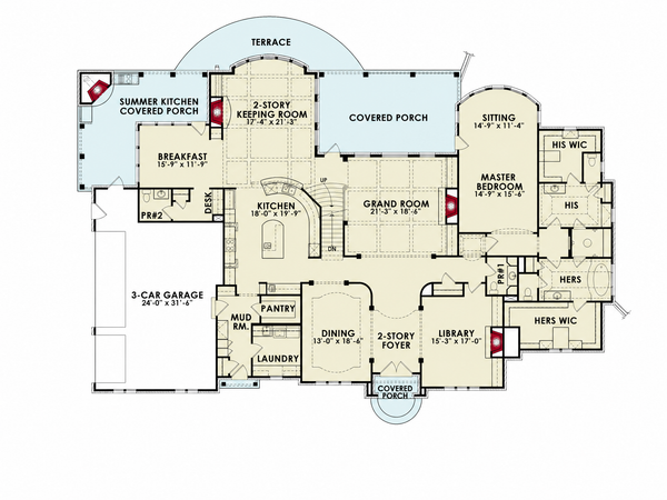 Floor Plan - Main Floor for European House Plan #54-696 - 5 bed, 5 bath
