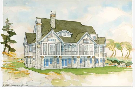 Exterior - Rear Elevation 1 for Country House Plan #928-231 - 3 bed, 3 bath