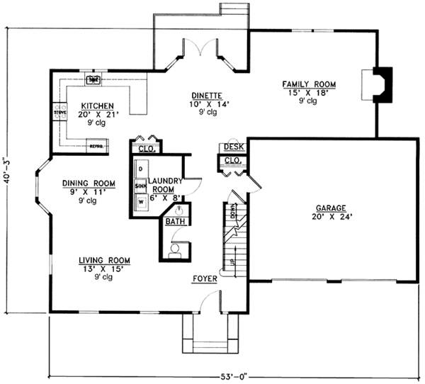 House Plan Design - Colonial Floor Plan - Main Floor Plan #978-2